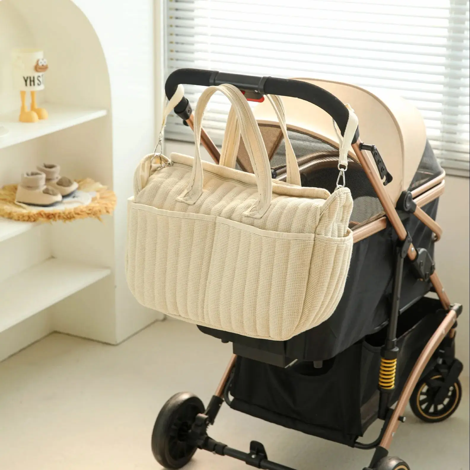 Sac à langer robuste et tendance, multifonctionnel imperméable, grand et élégant – Image 4