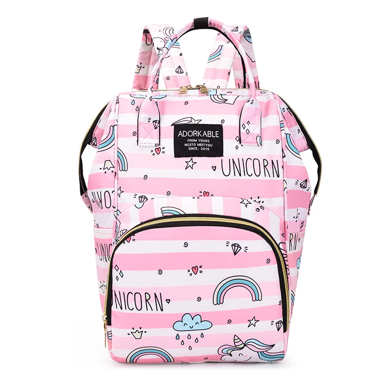 Sac à dos a langer imprimé de dessins animés léger et pratique, isotherme pour biberons – Image 7