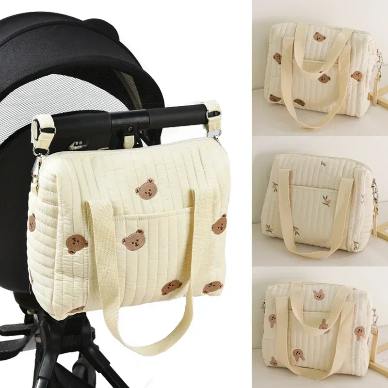 Pochette à langer pour bébé en forme de nounours, avec broderie fleurie, en tissu doux