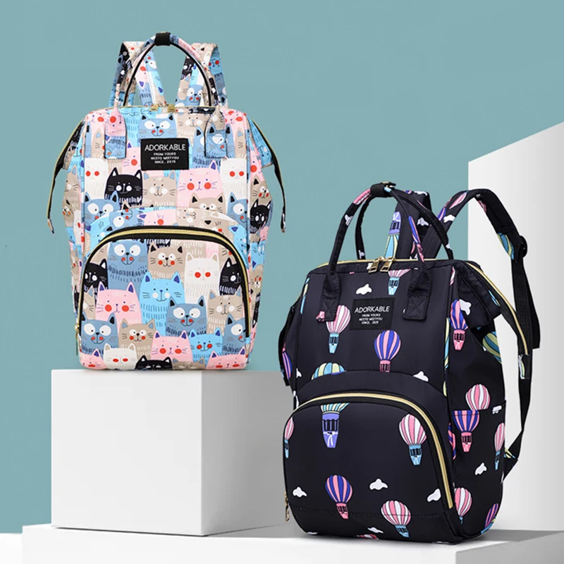 Sac à dos a langer imprimé de dessins animés léger et pratique, isotherme pour biberons – Image 2