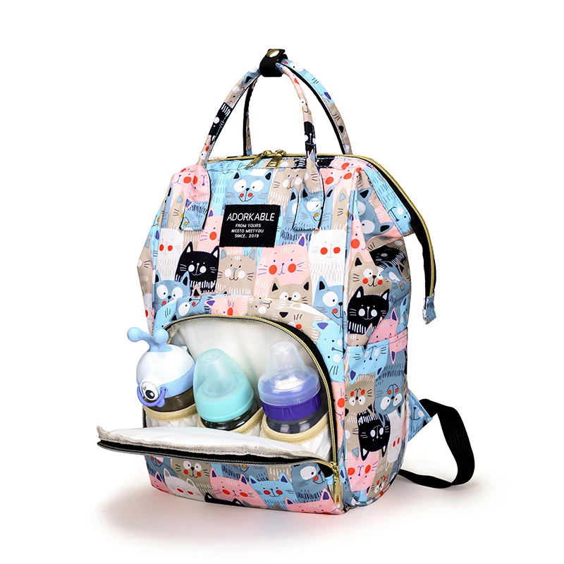 Sac à dos a langer imprimé de dessins animés léger et pratique, isotherme pour biberons – Image 3