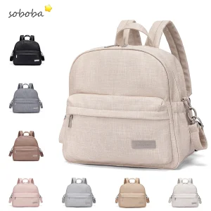 Sac à dos à langer pour femmes : élégant, unicolore, tendance, imperméable, grande capacité, multifonctionnel, avec 2 sangles