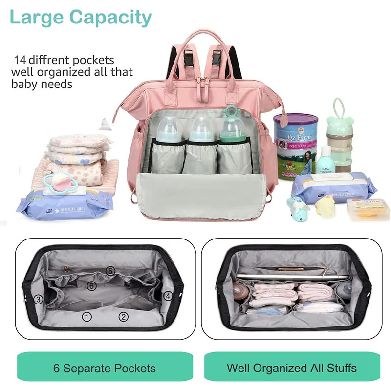 Sac à langer à dos de grande capacité, à bandoulière en coton – Image 2