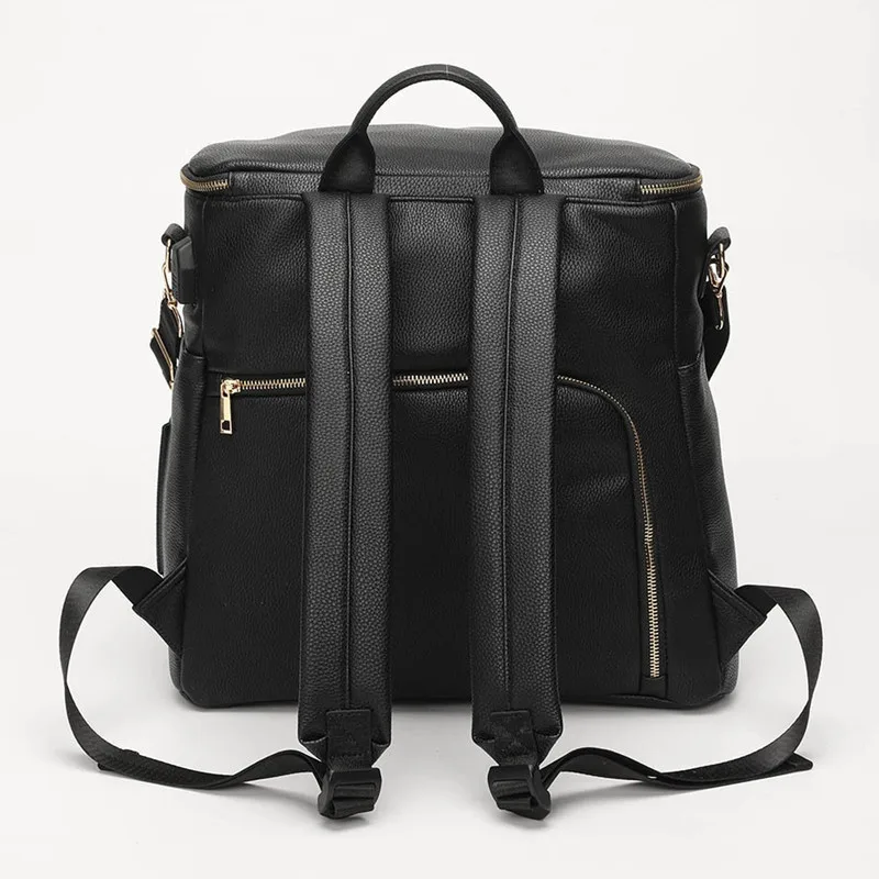 Sac à dos a langer en simili cuir, grande capacité, de maternité, avec matelas a langer et accessoires – Image 5