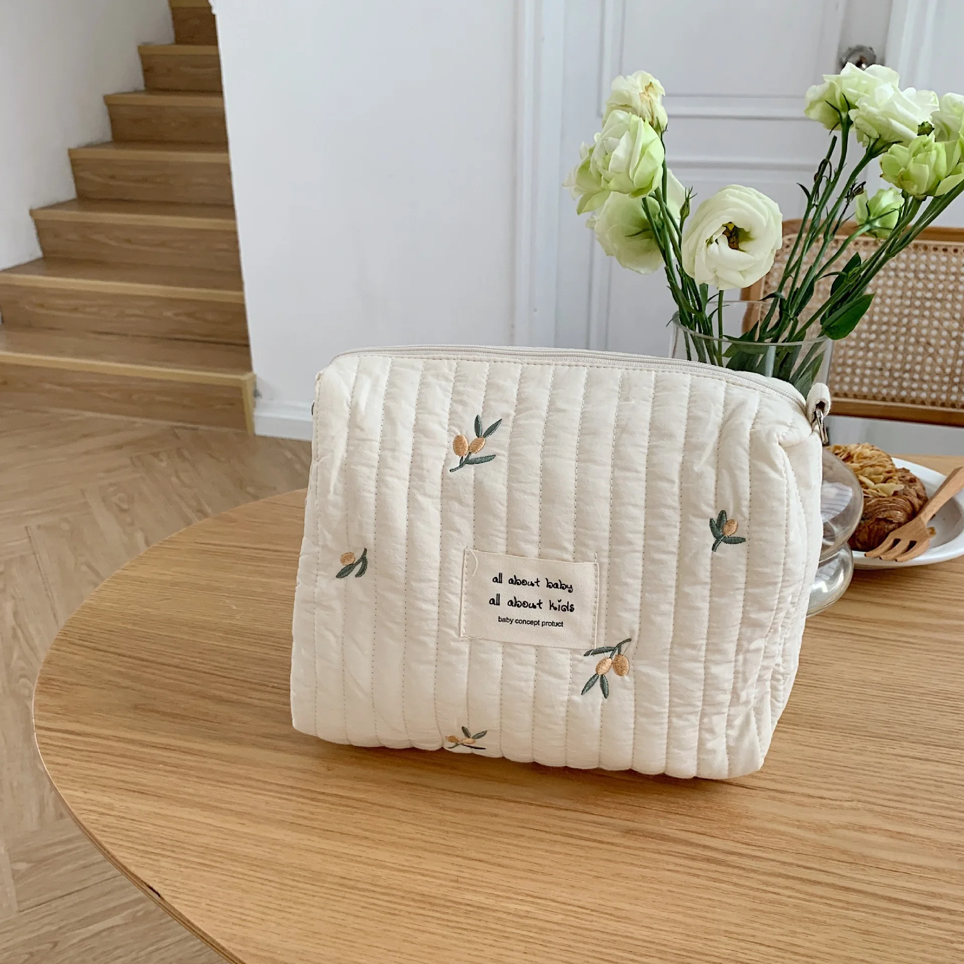 Pochette à langer en coton pour poussette, rangement couches et lingettes – Image 4