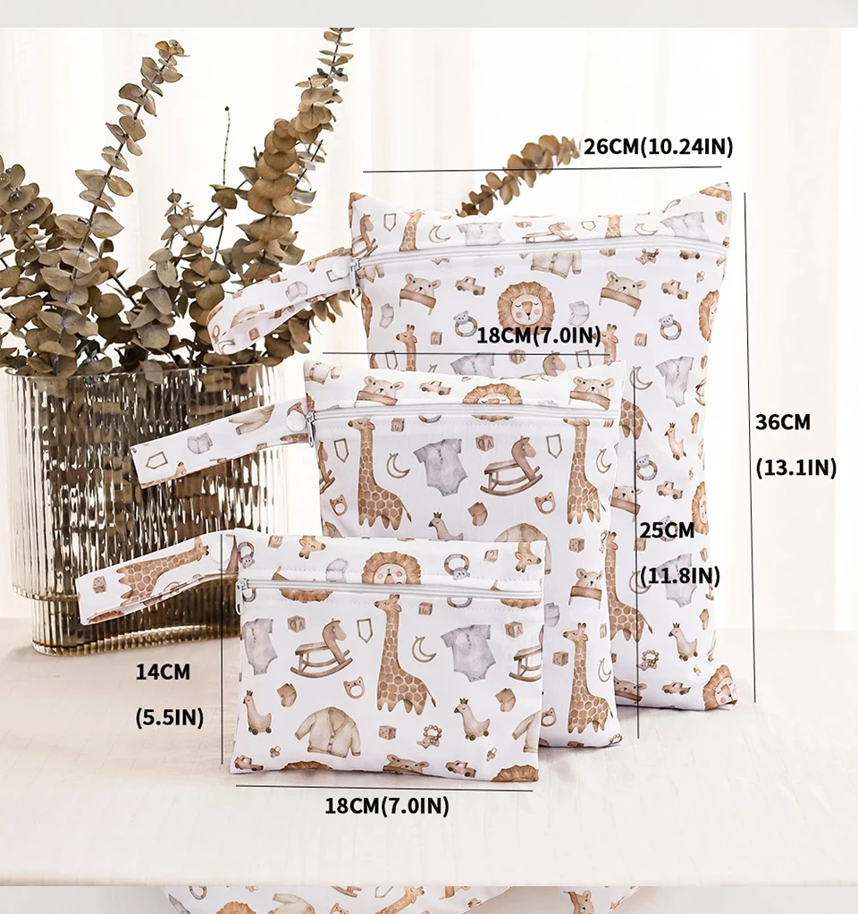 Lot de 3 pochettes a langer étanches, portable, de rangement pour couches et lingettes – Image 2