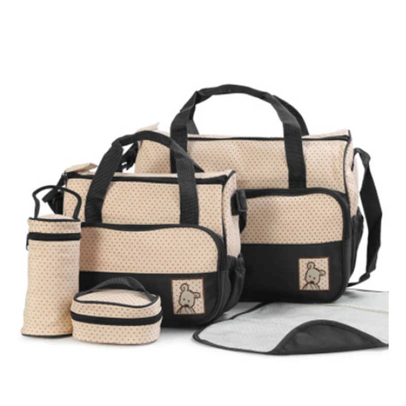 Sac à couches bandoulière réglable 5 compartiments avec poignées, multifonction de grande capacité