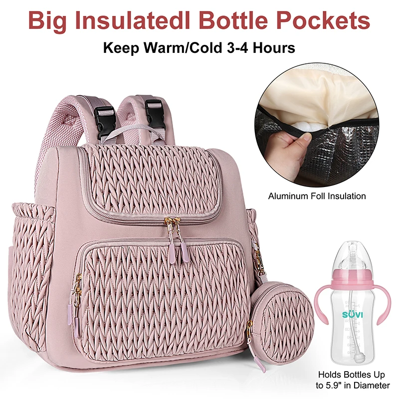 Sac à dos pour maman de grande capacité, à accrocher à la poussette. – Image 3