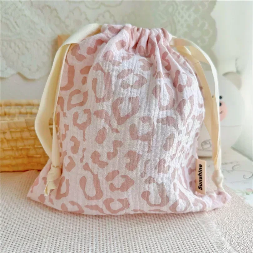 Sac à langer à motif floral imprimé, en coton, avec poche à cordon, de transport pour poussette, de rangement pour couches – Image 4