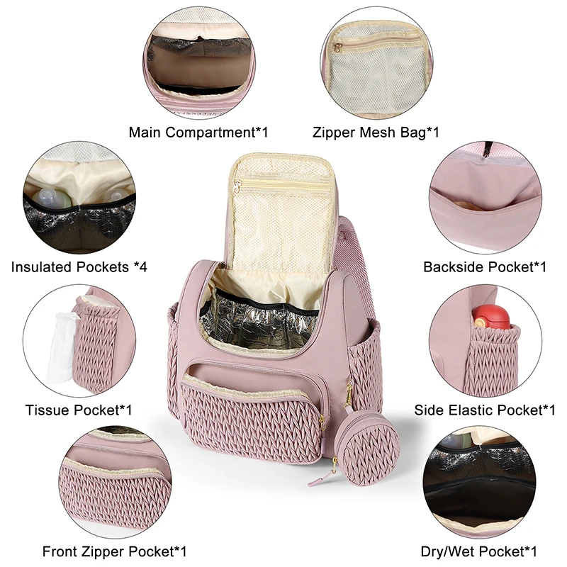 Sac à dos pour maman de grande capacité, à accrocher à la poussette. – Image 4