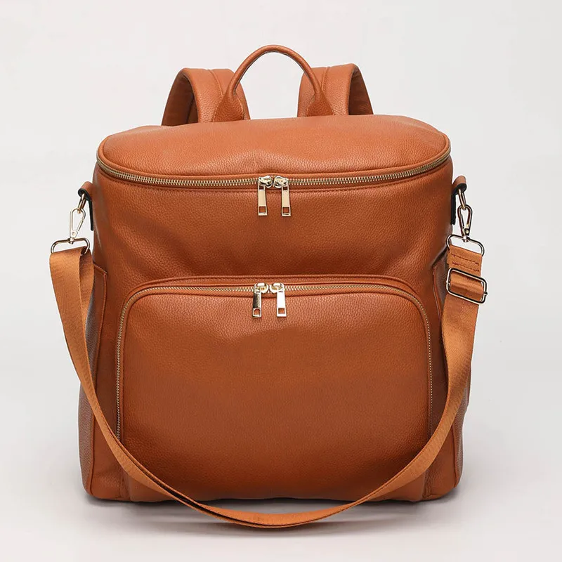 Sac à dos a langer en simili cuir, grande capacité, de maternité, avec matelas a langer et accessoires – Image 3