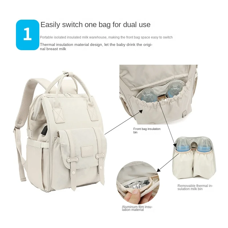 Sac à langer à dos hypersolide, de maternité, grande capacité, imperméable avec supports pour poussette – Image 3