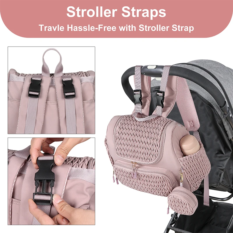 Sac à dos pour maman de grande capacité, à accrocher à la poussette. – Image 2