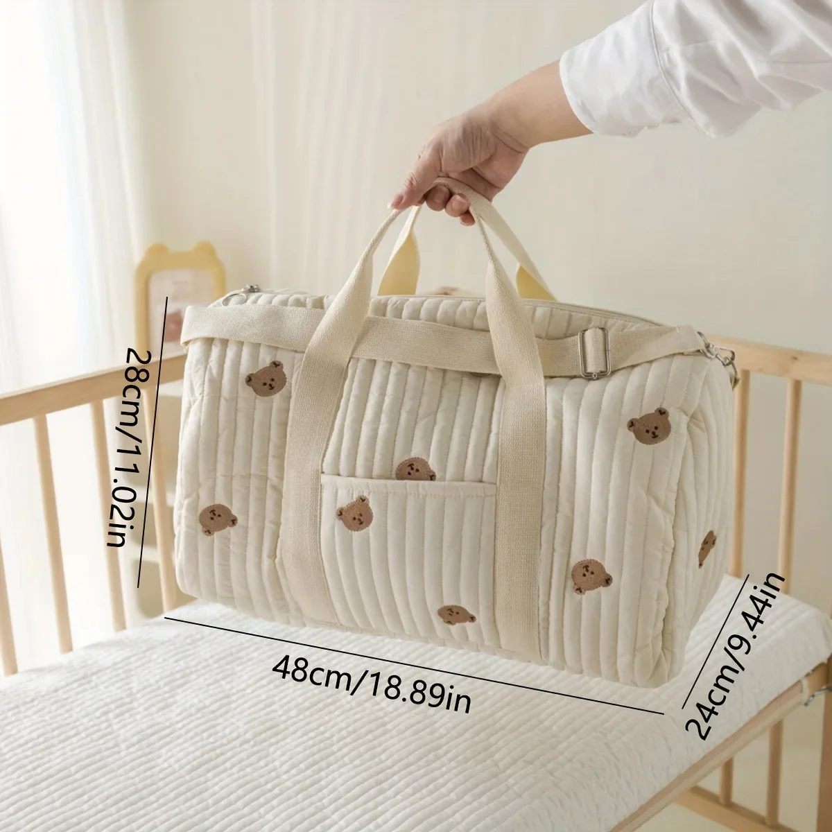 Grand sac de maman pour rangement des couches, sac de voyage multifonctionnel – Image 5