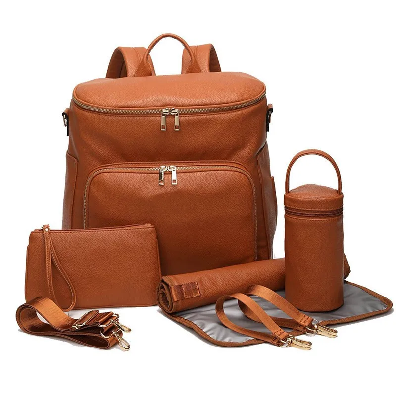 Sac à dos a langer en simili cuir, grande capacité, de maternité, avec matelas a langer et accessoires