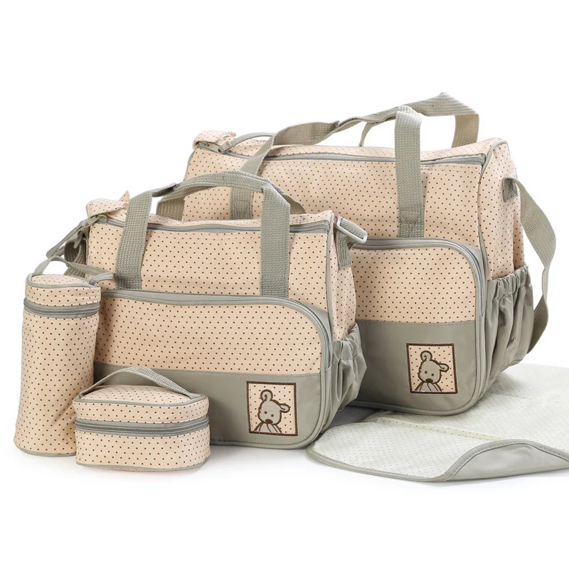 Sacs à langer constitués de 5 pièces essentielles pour bébé et maman, de grande capacité – Image 3
