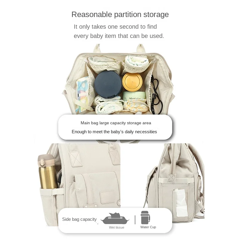 Sac à langer à dos hypersolide, de maternité, grande capacité, imperméable avec supports pour poussette – Image 4