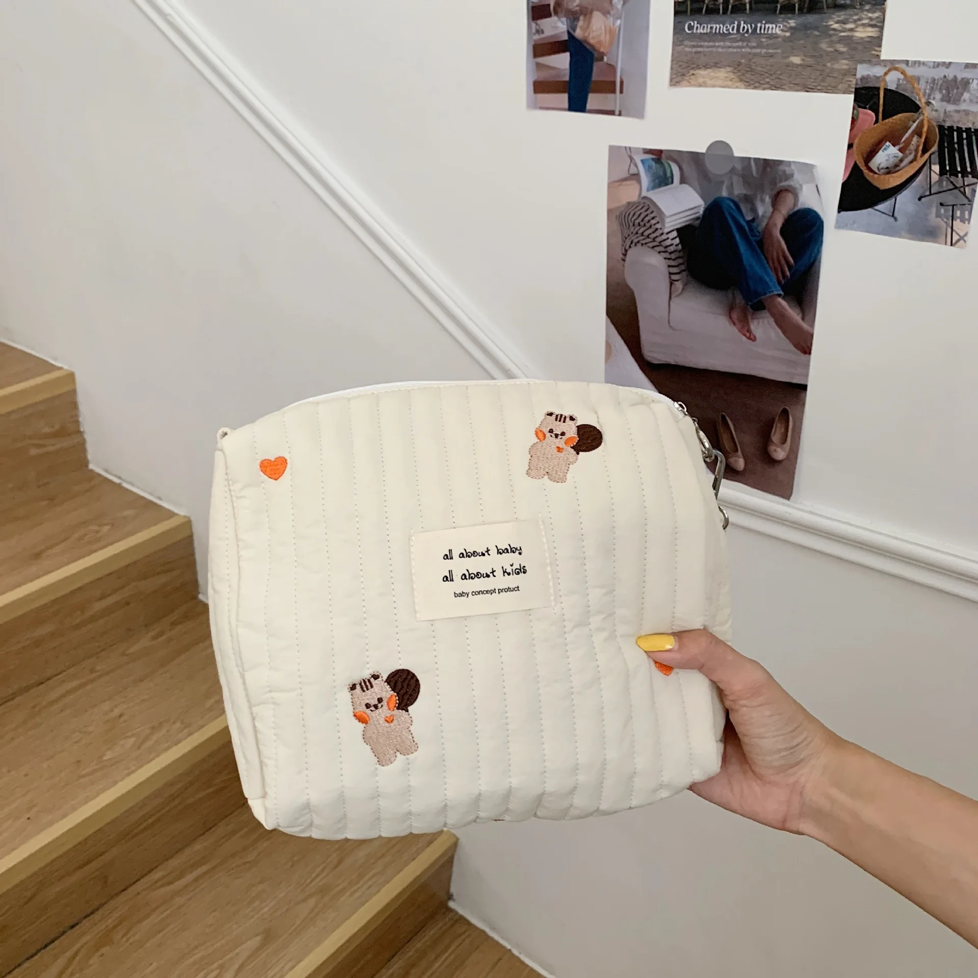 Pochette à langer en coton pour poussette, rangement couches et lingettes – Image 3