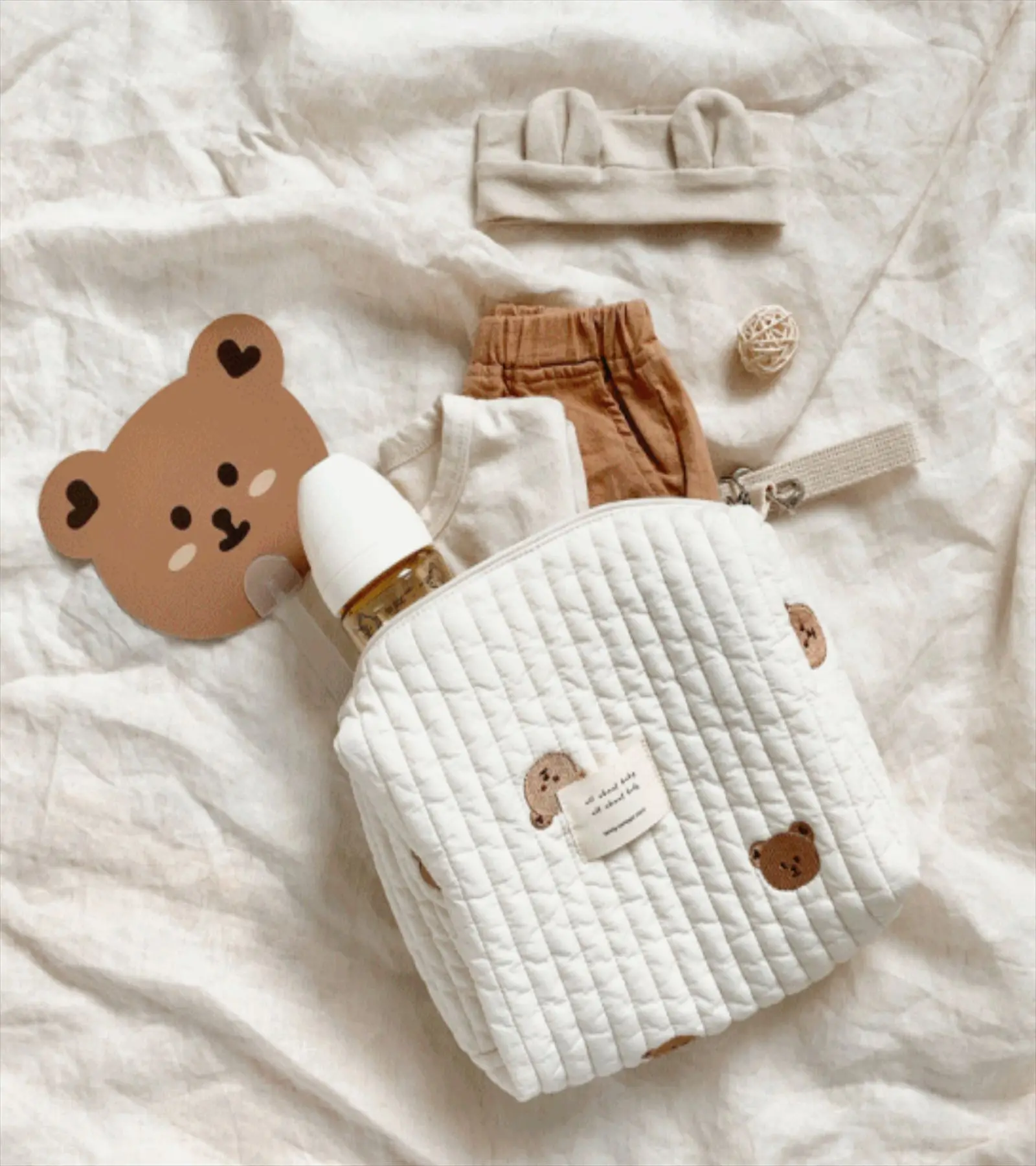 Pochette à langer en coton pour poussette, rangement couches et lingettes – Image 6