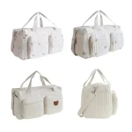 Sac à langer Tissu en coton beige et à fermeture éclair