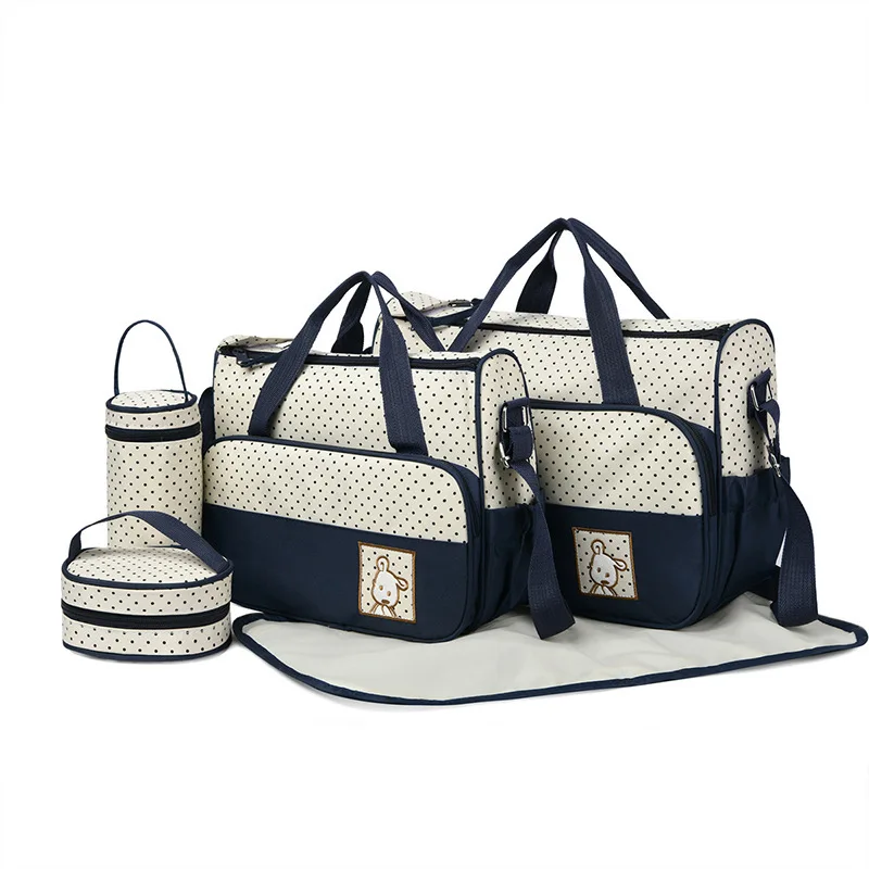 Sacs à langer constitués de 5 pièces essentielles pour bébé et maman, de grande capacité – Image 4