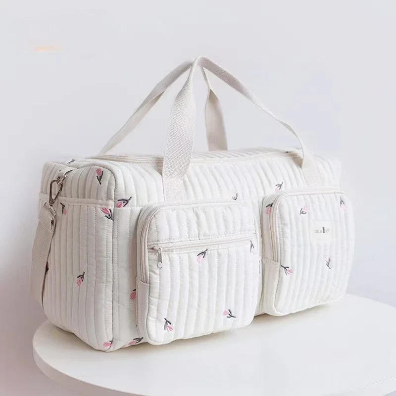 Sac à langer Tissu en coton beige et à fermeture éclair – Image 9