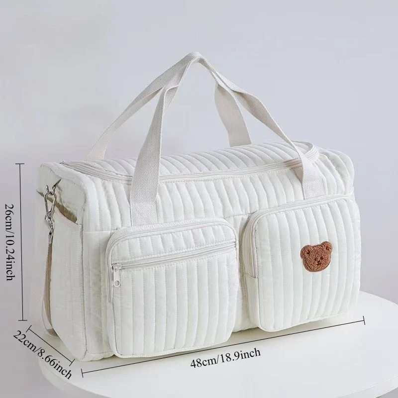 Sac à langer Tissu en coton beige et à fermeture éclair – Image 6