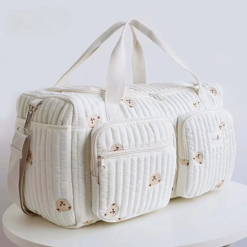 Sac à langer Tissu en coton beige et à fermeture éclair – Image 5
