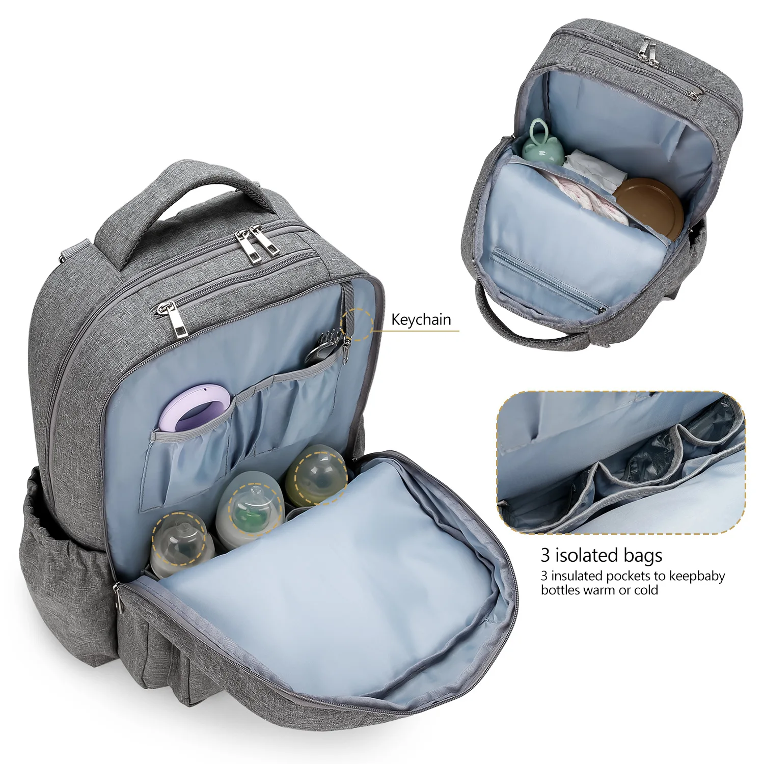 Sac à dos pour couches, multifonction, imperméable et de grande capacité – Image 3